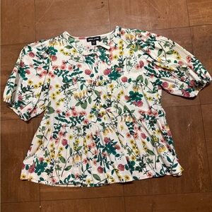 Nautica Floral Blouse - White, Green, Yellow, Pink